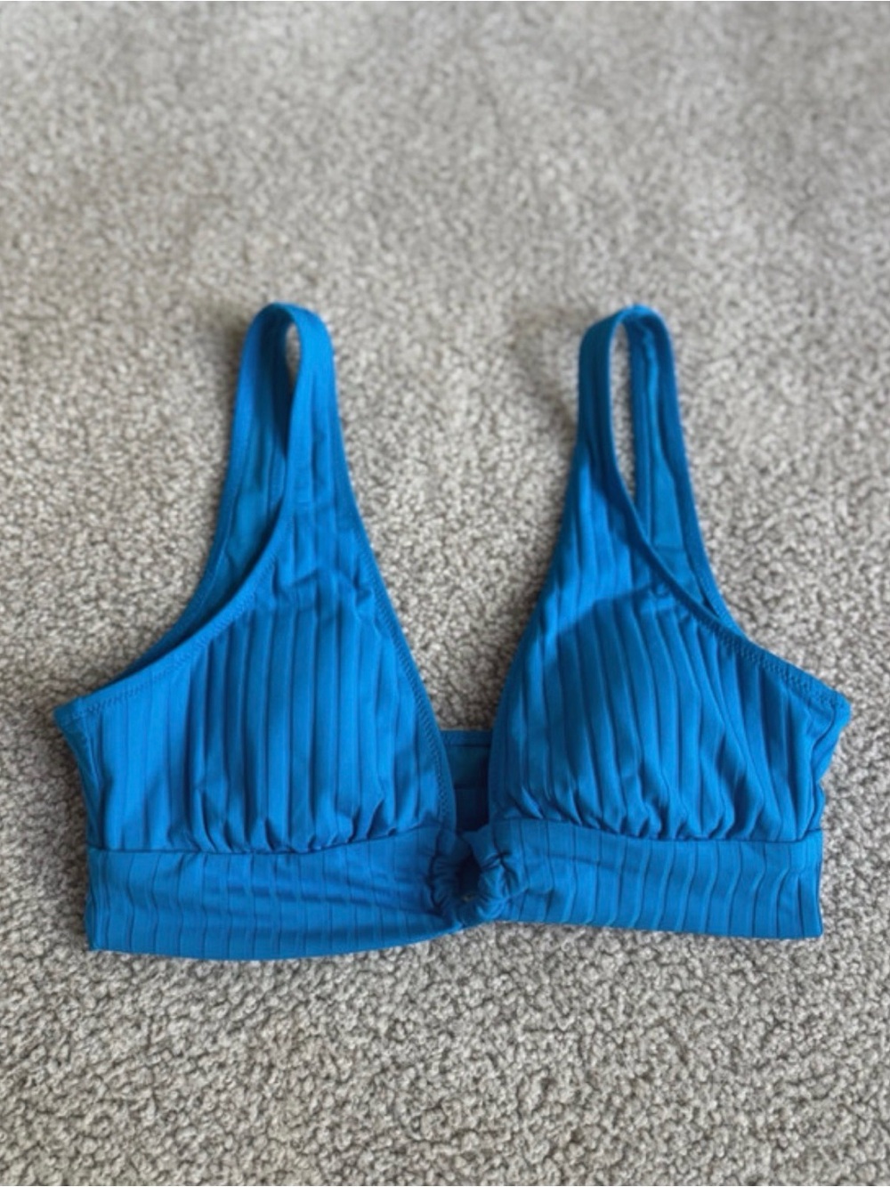 aerie Ocean Blue Ribbed Knot Front Bikini Top sexy beach